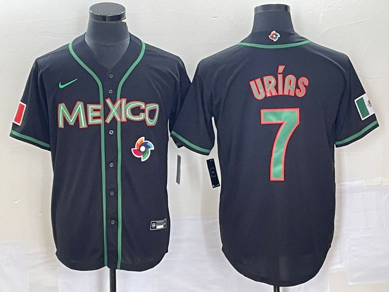 Men 2023 World Cub Mexico 7 Urias Black green Nike MLB Jersey13